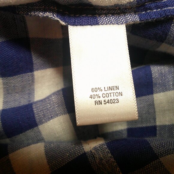 BANANA REPUBLIC "Soft Wash" Blue/White Linen Blend S - Picture 4 of 9